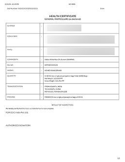 Health Certificate